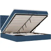 vidaXL Ottoman bed met matrassen en LED's 200x200cm stof blauw