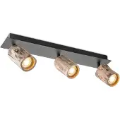 Home Sweet Home Landelijke LED Opbouwspot Wood - Zwart - 45.5/10/14.5cm - Dimbaar - plafonniere gemaakt van hout en metaal - inclusief LED lichtbron - GU10 fitting - 5W - 390lm - 3000K - warm wit licht