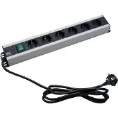 Bachmann 19 inch 6-voudige stekkerdoos schuko Zwart 2m met schakelaar