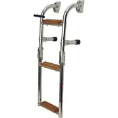 Jero Marine Opvouwbare Zwemtrap Rvs 3 Houten Treden 60x22cm