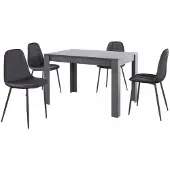 Notio Living Lynn & Luna|Set van Eettafel 120x80cm met 4 Stoelen Zwart