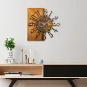 Opviq , elegante wandklok van hout (58 cm) - Handgeschilderd, stille werking