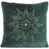 Eurofirany Decoratieve Kerstkussenhoes Groen Goud Sneeuwvlok 45x45 cm