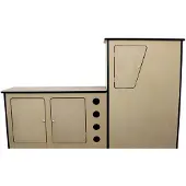 MonsterShop MDF Camper Keuken Blok - Onbewerkt - ingebouwd wijnrek - 18 mm MDF - eenvoudige montage
