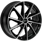 Alutec 16-inch aluminium velg SINGA, 16" x 6,0", 4x100 steek, ET43, 54,1mm naafdmaat, zwarte velg met gepolijste voorzijde