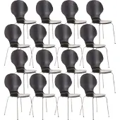 CLP Diego Set van 16 bezoekersstoelen Hout/zwart