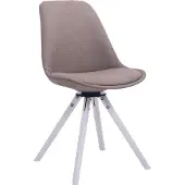 CLP bezoekersstoel Troyes, bekleed met stof, ronddraaibaar, met ronde houten poten, taupekleurig frame, witte kleur