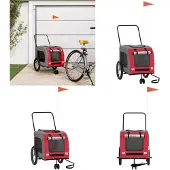 vidaXL Hondenfietstrailer oxford stof en ijzer rood en grijs