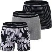 Happy Shorts 3-pack boxershorts heren camouflage print grijs