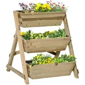 Outsunny Sunny Verhoogd bed - 3 niveau's - Hout - 71 x 61 x 77 cm