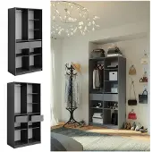 Vicco Garderobe Elmo Antraciet 100 x 200 cm met 2 laden, Model 50198