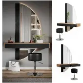 Vicco Kaptafel Melisa Zwart 120 cm met LED-spiegel en kruk, Model 47690