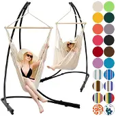 AMANKA xxl Hangstoel met frame Hangstoel voor 2 dubbele hangstoelen Hangstoel blauw