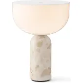 New Works LED-tafellamp Kizu, dimbaar, crème / amber, Woon-/ Eetkamer, Steen, Design, LED tafellamp