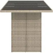 vidaXL Tuintafel met glazen blad 190x80x74 cm poly rattan lichtgrijs