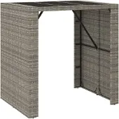 vidaXL Bartafel met glazen blad 105x80x110 cm poly rattan grijs