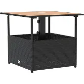 vidaXL Tuintafel met parasolgat 55x55x46,5 cm poly rattan zwart