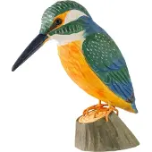 Wildlife Garden Decobirds Met De Hand Gesneden Vogel Ijsvogel - Houten beeldjes Massief Hout Green - WG4454