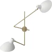 Astep VV Cinquanta Twin Wandlamp Brass Mount, White Reflector