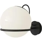 Astep Model 237/1 Model 238/1 Wandlamp 1 Opaline Sphere (20cm Diameter), Black Mount