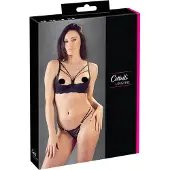 Cottelli collection – Lingerie Set met Dubbele Bandjes en Open Lift Beha – Maat 85B/L – Zwart
