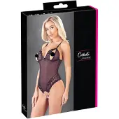 Cottelli - open body - kant en parels - zwart - XL