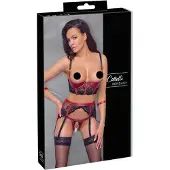 Cottelli Bondage - Mat, kanten borsthefferset (rood) - M