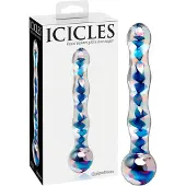 Icicles No. 08 - dubbelzijdige glazen dildo - golvend - transparant/blauw