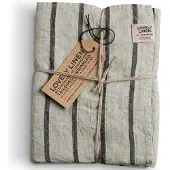 Lovely Linen Misty Theedoek - Keukenhanddoeken Linnen Black Stripe - TL0898