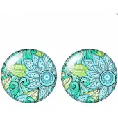 Charme Bijoux Oorbellen -Turquoise -Cabochon -14 mm-