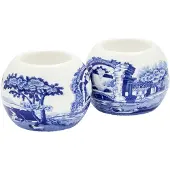Spode Blue Italian kaarsenhouder 2-pack Blauw-wit