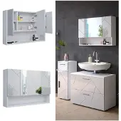 Vicco Badkamerspiegelkast Irma Wit Hoogglans 80.1 x 55 cm, Model 39450