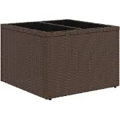 vidaXL Tuintafel met glazen blad 55x55x37 cm poly rattan bruin