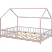 En.casa Kinderbed Hesel huisbed met uitvalbeveiliging 140x200 cm roze []