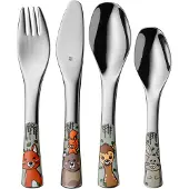 WMF Kinderbestekset FOREST FRIENDS, set van 4 stuks, zilver, roestvrij staal,