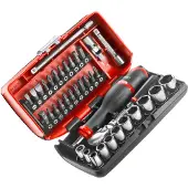 Facom compacte 1/4" doppenset 6-kant met ratel met stofdichte kop - RL.NANO1