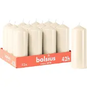 Bolsius - Gladde Stompkaarsen - 12 stuks - Ivoor - 15 cm - 42 branduren