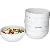 MamboCat TOMMY set van 6 kommen 17,5cm stapelbaar wit porselein