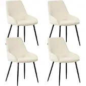 Dimehouse Set van 4 Eetkamerstoelen Elle crème - Stof - Industrieel