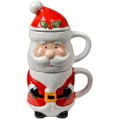Clayre & Eef Mok Kerstman;Sneeuwpop 300/375 ml Wit Rood Keramiek