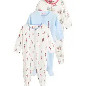 Next Rompertje/body lichtblauw / rood / wolwit