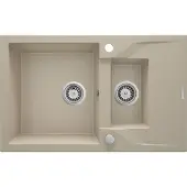 Deante - Granitochtende gootsteen ANDANTE, 1,5 kom, met afvoerbak, 78x49 cm, kleur: zand