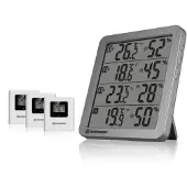 Bresser Weerstation - Quadro NV Thermo-/ Hygrometer- 3 Sensoren - Grijs