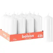 Bolsius - Gladde Stompkaarsen - 12 stuks - Wit - 42 branduren - 15 x 5,8 cm