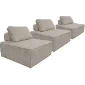 Sweeek Fauteuils corduroy 1 zitplaats (set van 3) Lichtgrijs