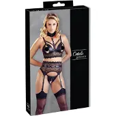 Cottelli Bondage - kanten lingerieset met boeien (zwart)