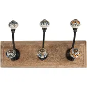 Clayre & Eef Wandkapstok 3 Haken 31x10x16 cm Bruin Hout