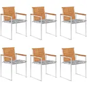 vidaXL Tuinstoelen 6 st met kussens massief acaciahout