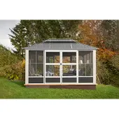 Sojag Olan 1014 paviljoen met zijpanelen, grijs, 4x3 meter