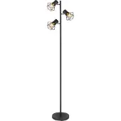 Globo Lighting Metaal/houten vloerlamp zwart 3-diamantkap Globo Priska